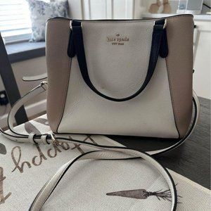 Kate Spade Medium Triple Compartment Satchel Bag Cream and Black